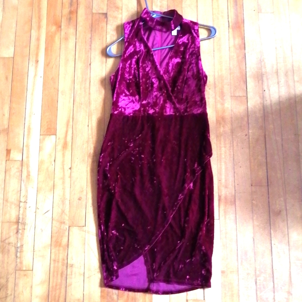 Vintage crushed velour red dress